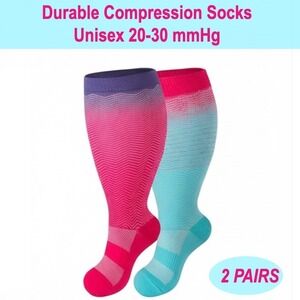 Unisex 20-30 mmHg Compression Socks 4XL Colorful Neon Gradient Medical 2 Pack
